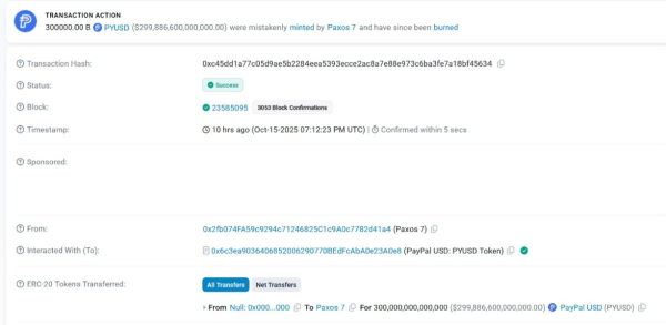 Paxos нечаянно выпустила стейблкоины PayPal USD на $300 трлн